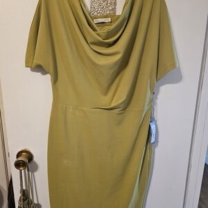 New York & Company Olive Draped Midi Dress